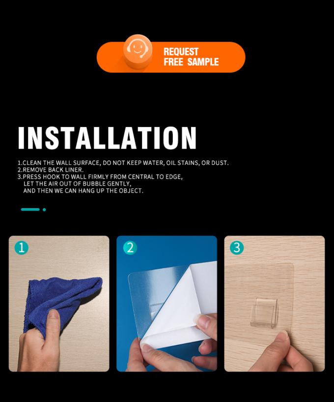 Self Sticky Wall Mount Hook Hanger 10kg Load 70mm Wide PVC sticker