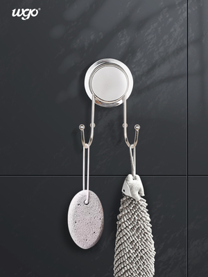 Stainless Steel Damage-Free Hanging Kitchen Bath Suction Double Robe Hook