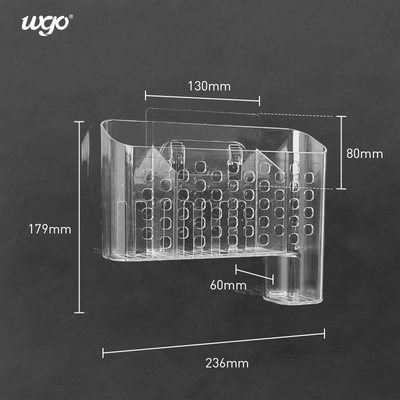 Damage Free Wall Mount Plastic Bathroom Caddy Holder For Kitchen Office Desk Basket