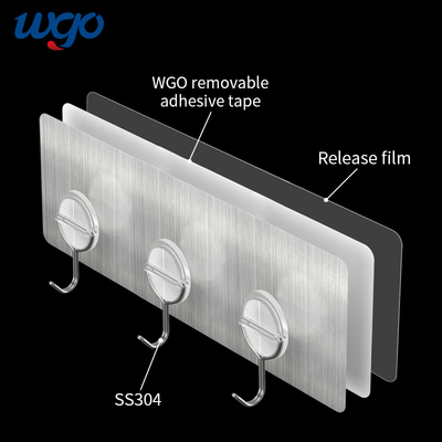 Damage Free Installed Self Adhesive Wall Mounted Hook Hangers Mini Rack For Wall