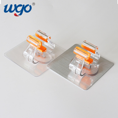 ISO 9001 Wall Mount Broom Handle Holder 80mm With Reusable Adhesive Tape
