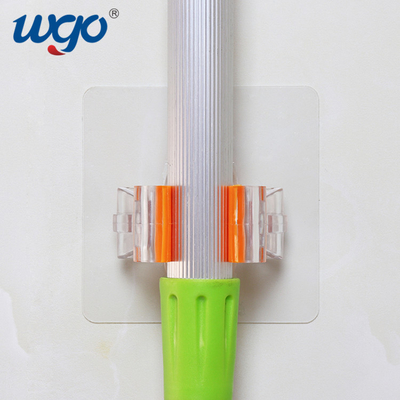 Clear Golden Broom Mop Holder Wall Mount PC Silicone adhesive tape For Closet