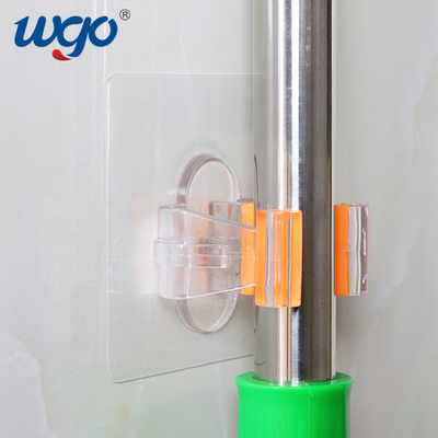 Clear Golden Broom Mop Holder Wall Mount PC Silicone adhesive tape For Closet