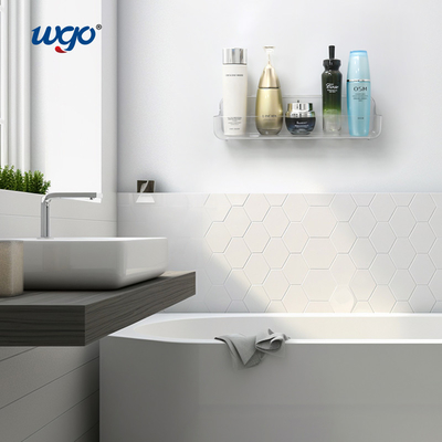 8-10kg Patented Adhesive Shower Caddy 320mm Clear Bathroom Wall Mounted Caddy Longer Basket