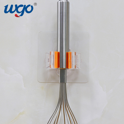 ISO 9001 Wall Mount Broom Handle Holder 80mm With Reusable Adhesive Tape