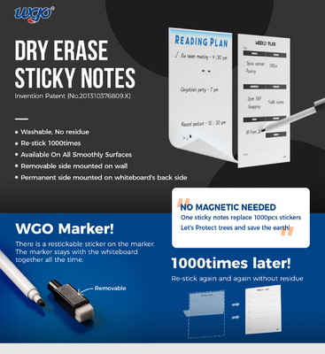 8.5x11 Inch Dry Erase Self Adhesive Whiteboard Sheets PVC WGO Tape Strips