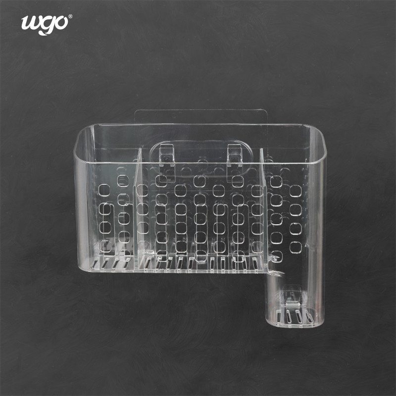Damage Free Wall Mount Plastic Bathroom Caddy Holder For Kitchen Office Desk Basket