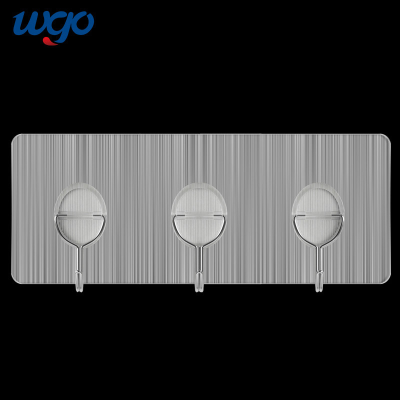 Damage Free Installed Self Adhesive Wall Mounted Hook Hangers Mini Rack For Wall