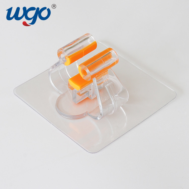 Clear Golden Broom Mop Holder Wall Mount PC Silicone adhesive tape For Closet
