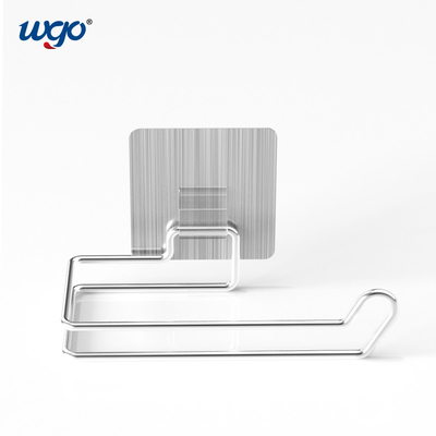 Self Adhesive Installed Bathroom Paper Roll Holder Damage Free Mounting