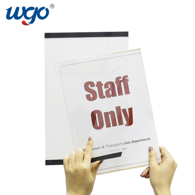 A4 210mm X 297mm Wall Mounted Sign Holder ODM Clear Plastic Material